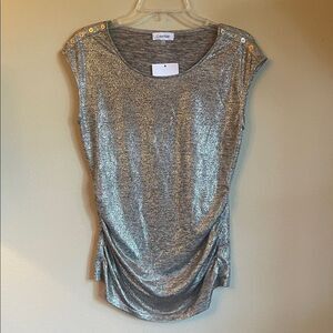 Calvin Klein Metallic Gold Knit top size small